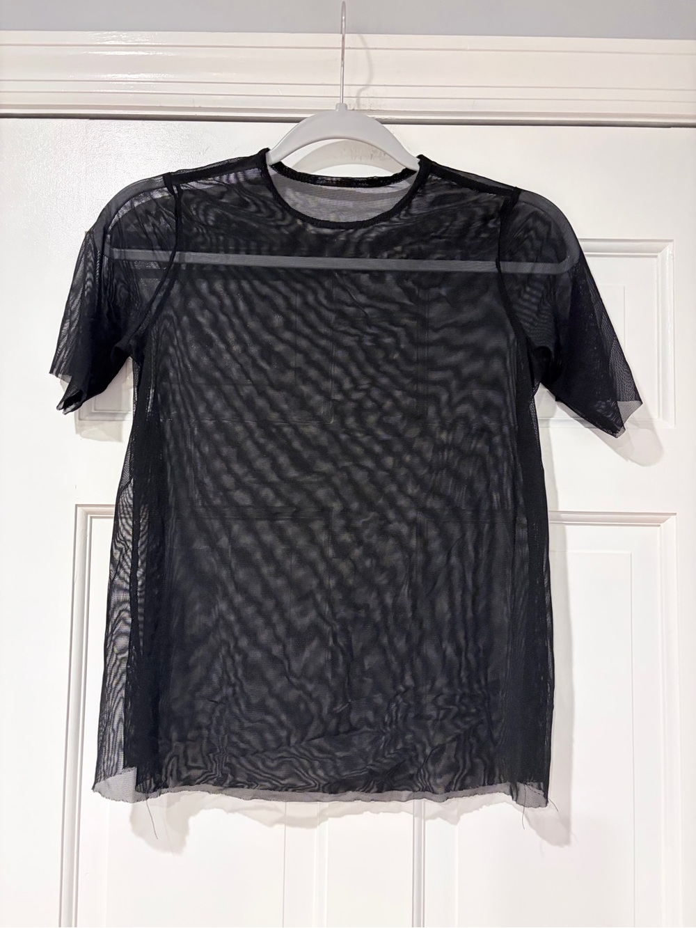 Black Sheer Mesh Short Sleeve Top Layering Dance Contemporary Adult Small